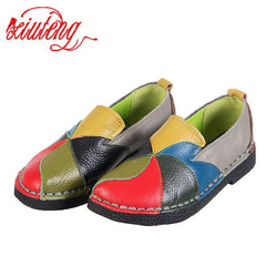 Xiuteng 2018 Women Loafers Patches stitching Flat Shoes