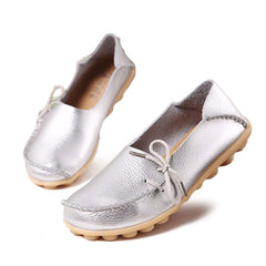 Hosteven Women Real Leather Shoes Moccasins Mother Loafers