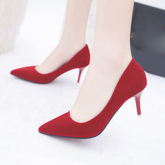 Plus Size OL Office Lady Shoes Faux Suede High Heels Woman