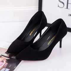 Plus Size OL Office Lady Shoes Faux Suede High Heels Woman