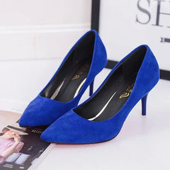 Plus Size OL Office Lady Shoes Faux Suede High Heels Woman