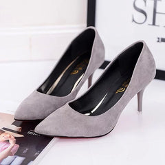 Plus Size OL Office Lady Shoes Faux Suede High Heels Woman