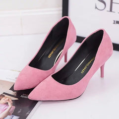 Plus Size OL Office Lady Shoes Faux Suede High Heels Woman