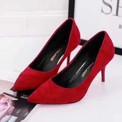 Plus Size OL Office Lady Shoes Faux Suede High Heels Woman