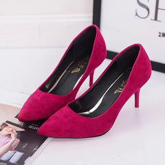 Plus Size OL Office Lady Shoes Faux Suede High Heels Woman