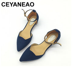 CEYANEAO  Sexy Women Buckle Strap Low Heels Pumps