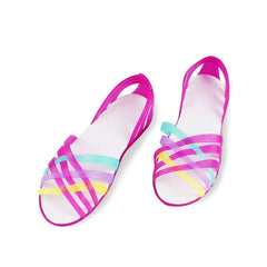 MCCKLE Women Jelly Shoes Rianbow Summer Sandals