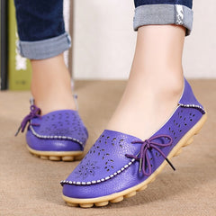 Women Flats Women Genuine Leather Shoes Slip On Loafers