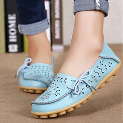 Women Flats Women Genuine Leather Shoes Slip On Loafers