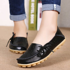 Women Flats Women Genuine Leather Shoes Slip On Loafers