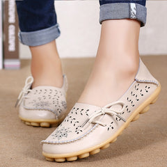 Women Flats Women Genuine Leather Shoes Slip On Loafers