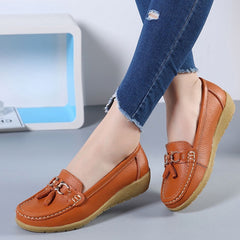 Women Ballet Shoes Flats Cut Out Leather Breathbale Moccains Women Boat