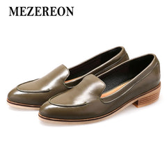 MEZEREON Genuine Leather Spring Autumn Flats For Woman