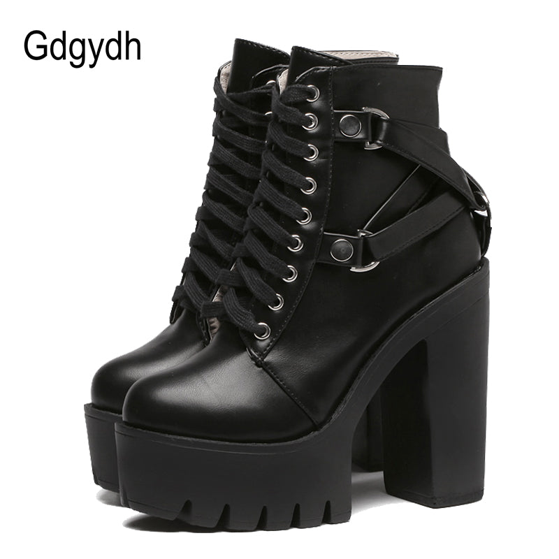 Gdgydh Fashion Black Boots Women Heel Spring