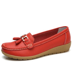 2018 Flats Woman Cow Leather Flats Women Slip On