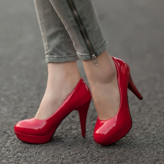 Women Pumps Fashion Classic Patent Leather High Heels Shoes