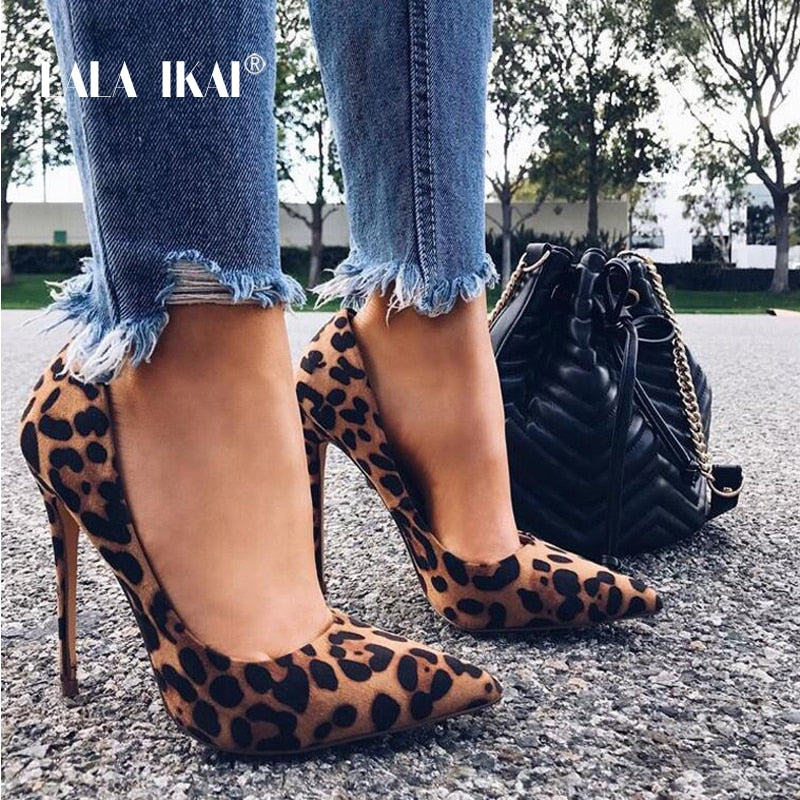 LALA IKAI High Heels Leopard Shoes Women Pumps
