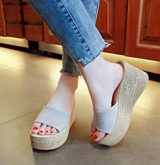 Summer Buckle Women's Sandals Velvet Flock Fish Mouth Fashion high Heel