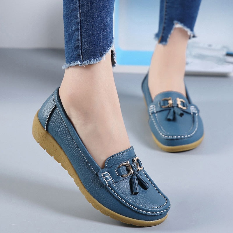 2018 Fashion Women Genuine Leather Flat Casual Shoes