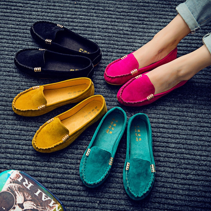 Plus Size 35-43 Women Flats shoes 2019 Loafers Candy Color Slip on