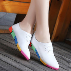 2019 new breathable genuine leather flats shoes woman