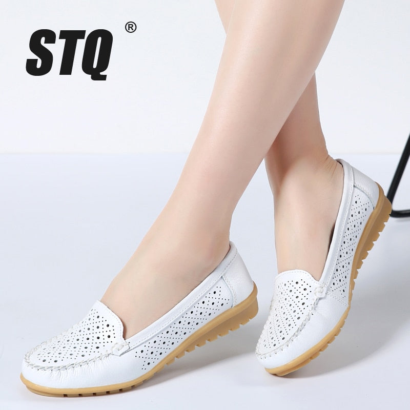 STQ 2019 Spring women flats shoes women genuine leather shoes