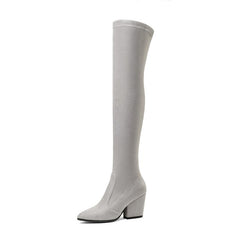 QUTAA 2020 Women Over The Knee High Boots Hoof